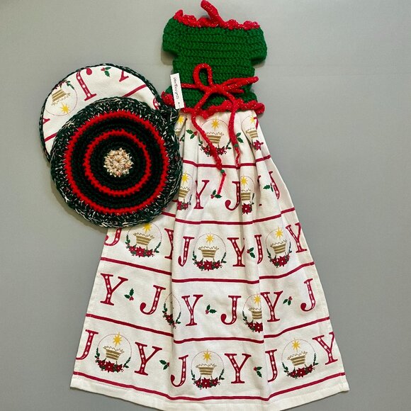 Dress Shape Dish Towel, Crochet Pot Holder, Crochet Set Towel Potholder - Picture 12 of 13